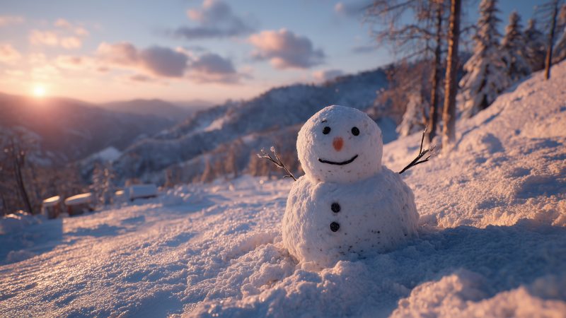 snowman wallpaper, decorations, festive snow, background for desktop wallpaper (horizontal)