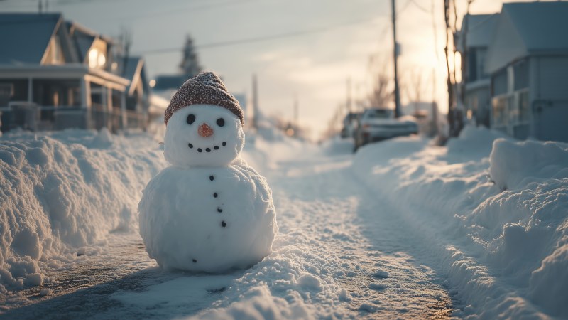 snow man wallpaper, outdoor play, ice skating, background for desktop wallpaper (horizontal)