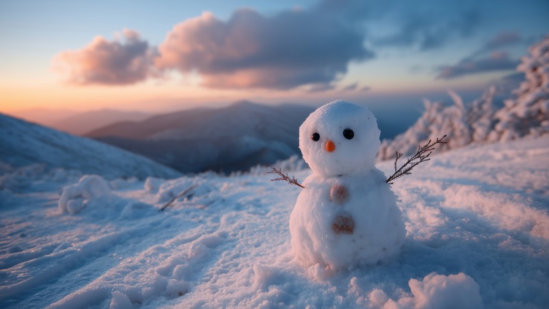 snow man wallpaper, snowball fight, outdoor play, background for desktop wallpaper (horizontal)