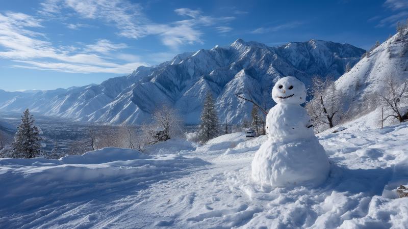 snow sculpture wallpaper, snowy mountain, outdoor sculpture, background for desktop wallpaper (horizontal)