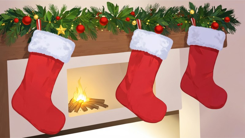 stocking wallpaper, stuffers, small presents, background for desktop wallpaper (horizontal)