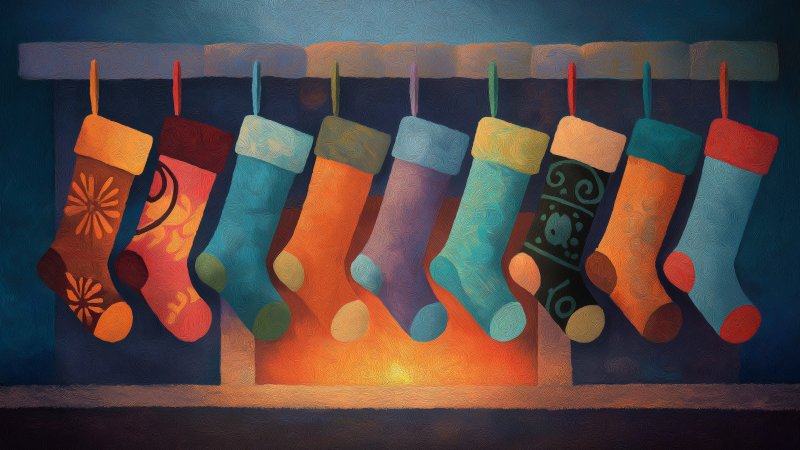 christmas stocking wallpaper, christmas traditions, cozy home, background for desktop wallpaper (horizontal)