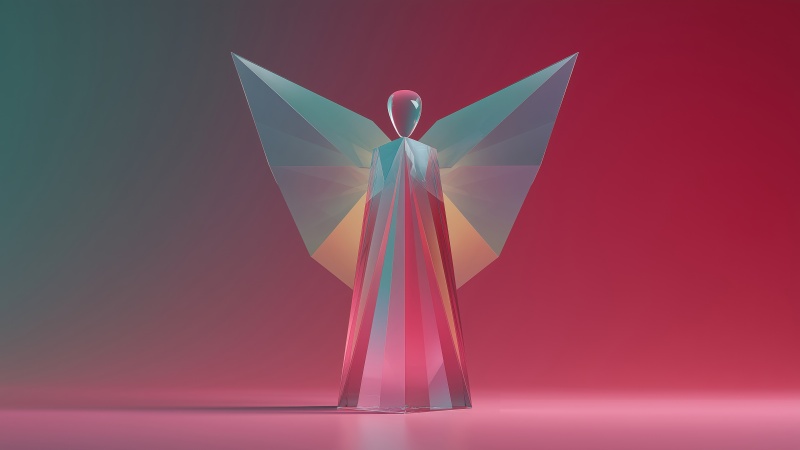 ice angel wallpaper, crystal art, glass art, background for desktop wallpaper (horizontal)