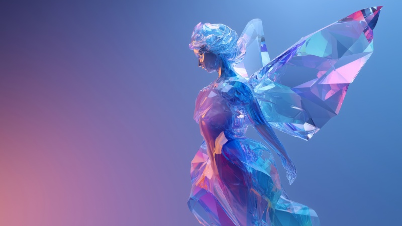 crystal art wallpaper, ice sculpture, snow crystal, background for desktop wallpaper (horizontal)