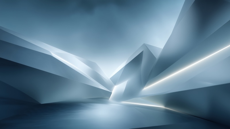 icy geometry wallpaper, minimal ice, blue hues, background for desktop wallpaper (horizontal)