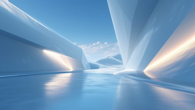 icy geometry wallpaper, minimal ice, serene ice formations, background for desktop wallpaper (horizontal)