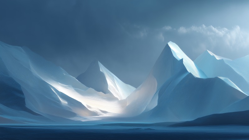 alpine abstract wallpaper, snowy mountains, minimalistic landscape, background for desktop wallpaper (horizontal)