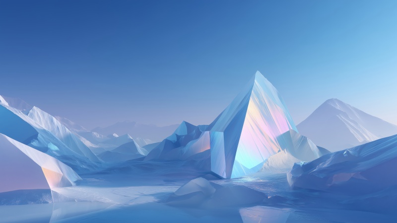 minimal abstract mountains wallpaper, snowy peaks, serene gradient, background for desktop wallpaper (horizontal)