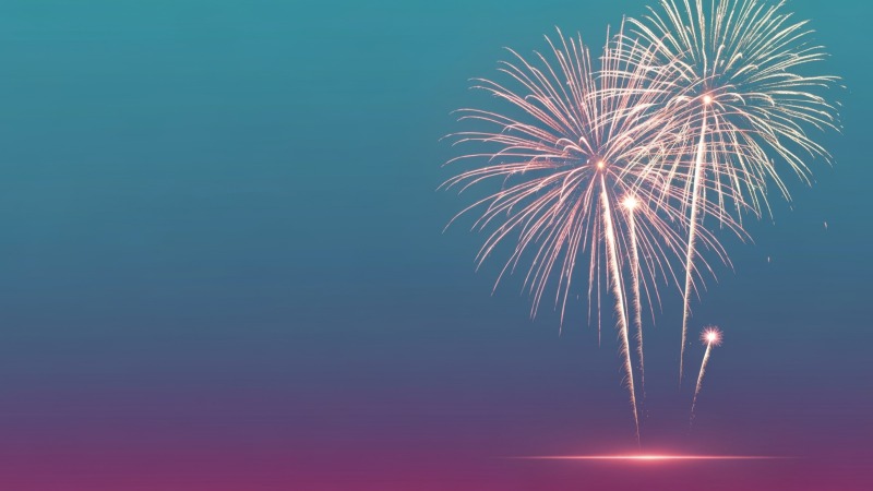 new year countdown wallpaper, colorful explosions, pyrotechnics show, background for desktop wallpaper (horizontal)