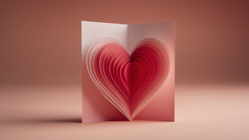 heart papercraft wallpaper, diy valentine, surprise gift, background for desktop wallpaper (horizontal)