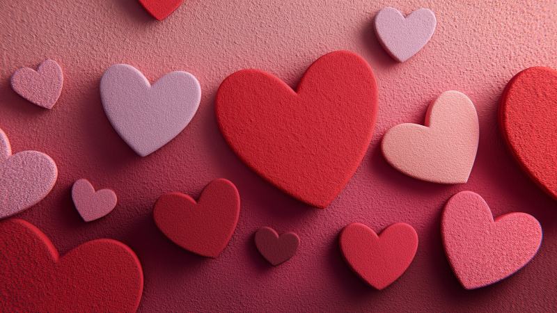 relationship wallpaper, heart decorations, love art, background for desktop wallpaper (horizontal)