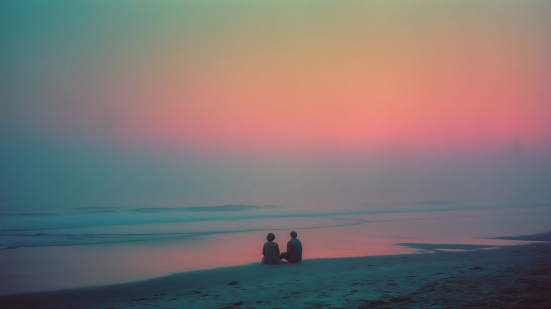 gentle waves wallpaper, nature connection, intimate moment, background for desktop wallpaper (horizontal)