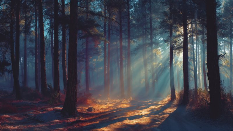 magical forest wallpaper, mystical vibes, surreal imagery, background for desktop wallpaper (horizontal)