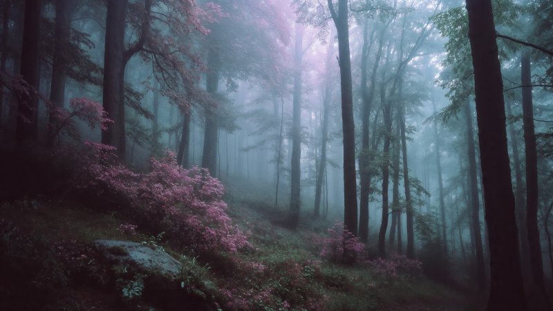 magical woods wallpaper, hidden grove, nature escape, background for desktop wallpaper (horizontal)