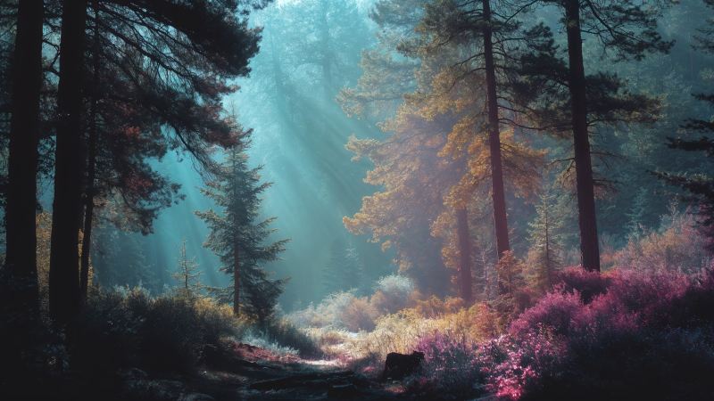 magical wallpaper, fantasy forest, nature magic, background for desktop wallpaper (horizontal)