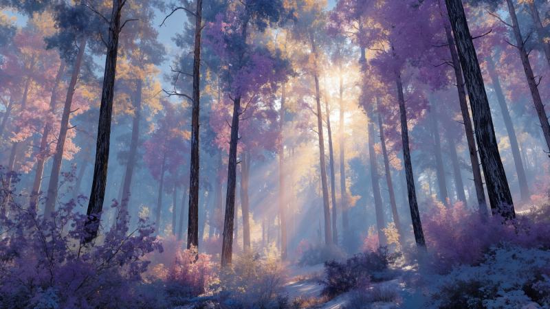 whimsical woods wallpaper, nature magic, magical, background for desktop wallpaper (horizontal)