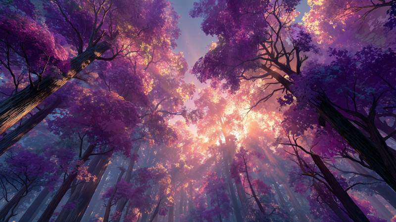 fantasy forest wallpaper, surreal imagery, colorful dreams, background for desktop wallpaper (horizontal)
