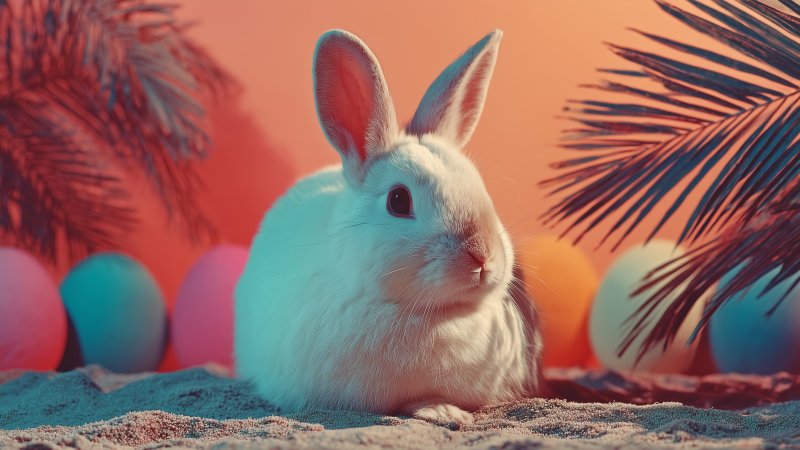 whimsical decor wallpaper, cute bunnies, rabbit, background for desktop wallpaper (horizontal)