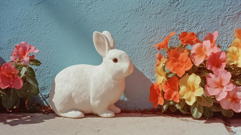 decoration wallpaper, cute bunnies, whimsical design, background for desktop wallpaper