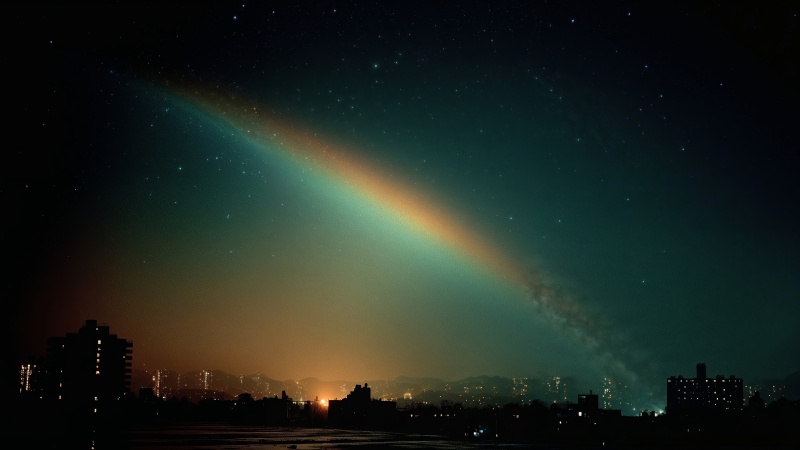 night photography wallpaper, evening glow, urban aesthetic, background for desktop wallpaper (horizontal)