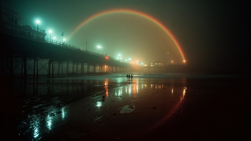 moody wallpaper, colorful reflections, rainbow lights, background for desktop wallpaper (horizontal)