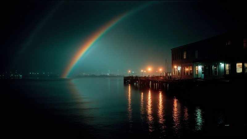 colorful reflections wallpaper, ambient lighting, docks, background for desktop wallpaper (horizontal)