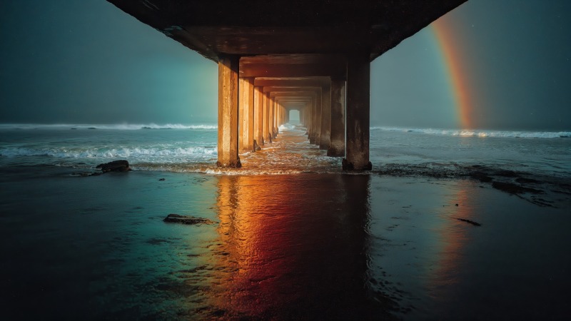 tranquil vibes wallpaper, artistic photography, rainbow lights, background for desktop wallpaper (horizontal)