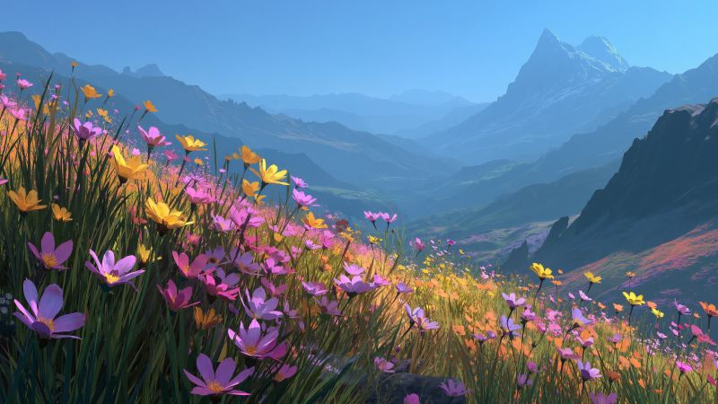 spring blooms wallpaper, seasonal flowers, botanical beauty, background for desktop wallpaper (horizontal)