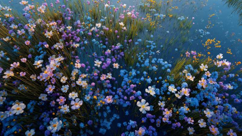 flower garden wallpaper, botanical photography, natures palette, background for desktop wallpaper (horizontal)