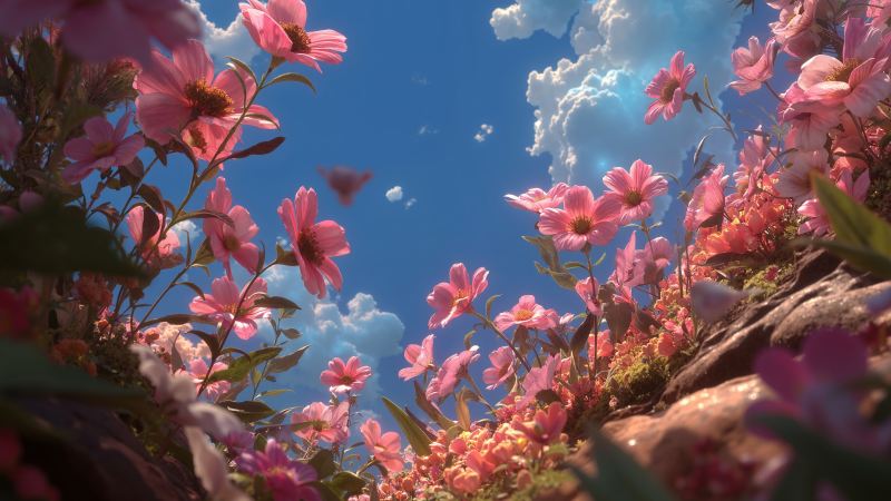 sunshine wallpaper, sunny garden, warmth, background for desktop wallpaper (horizontal)