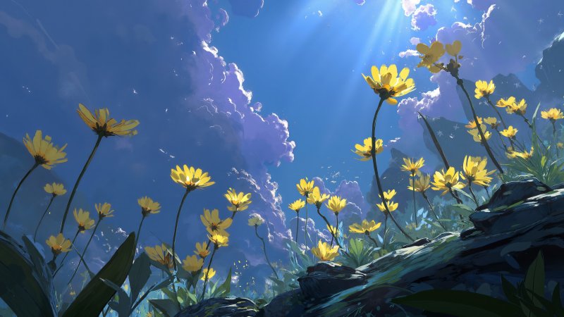 warmth wallpaper, warm weather, floral landscape, background for desktop wallpaper (horizontal)