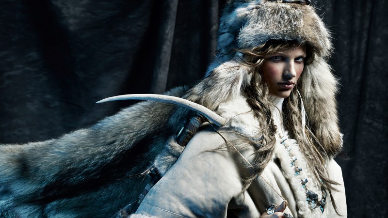Bette Franke, Top Fashion Models 2015, model, fur, wolf (horizontal)