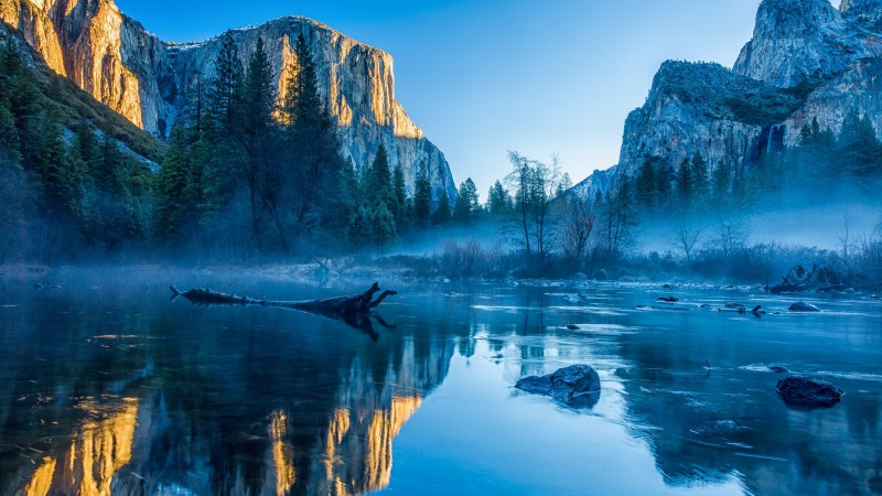 Yosemite, El Capitan, HD, 4k wallpaper, winter, forest, OSX, apple, mountains (horizontal)