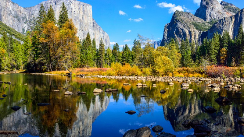 Yosemite, 5k, 4k wallpaper, El Capitan, forest, OSX, apple, mountains, lake (horizontal)