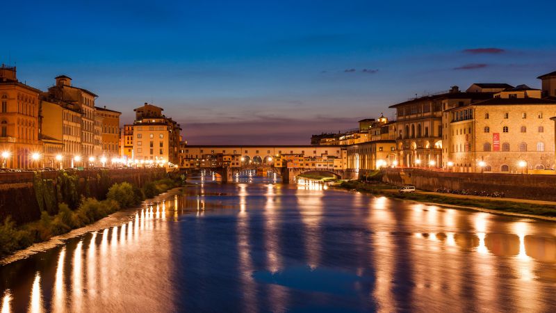 Florence, Italy, Night, Tourism, Travel (horizontal)