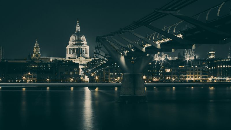 UK, bridge, night, river (horizontal)