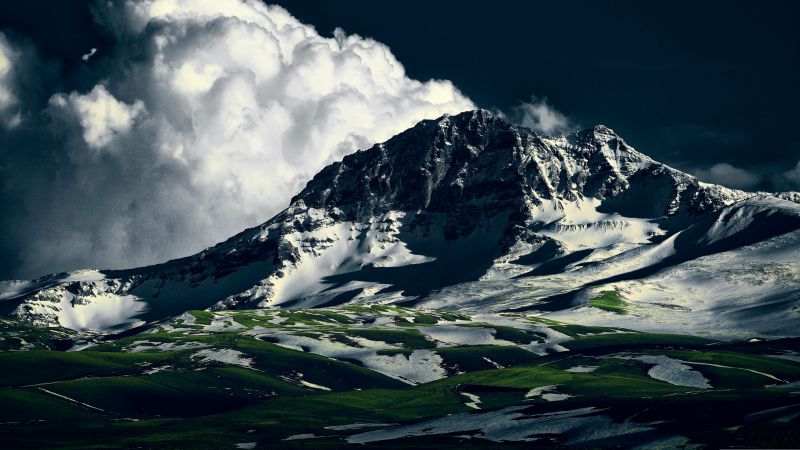 Aragats, 5k, 4k wallpaper, Armenia, mountains, clouds (horizontal)