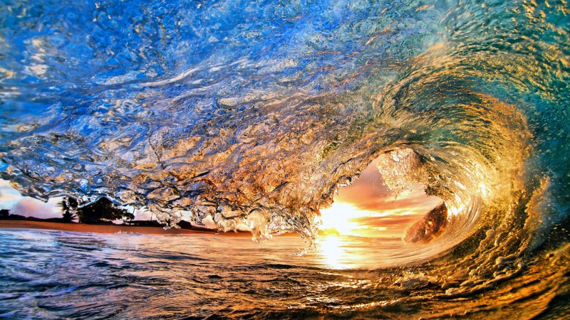 Sea, 4k, HD wallpaper, Ocean, Water, sunset, sunrise, sun, wave (horizontal)