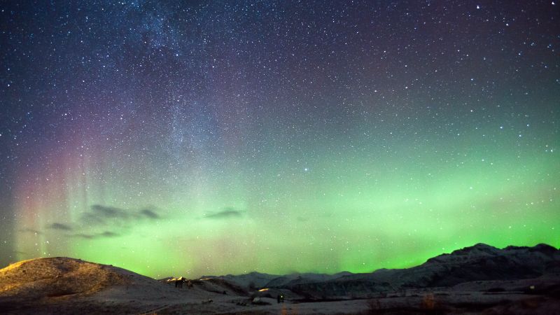 Iceland, 5k, 4k wallpaper, northern lights, mountains, night, stars (horizontal)