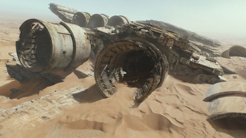 Star Wars: Episode VII - The Force Awakens, spaceship, desert (horizontal)