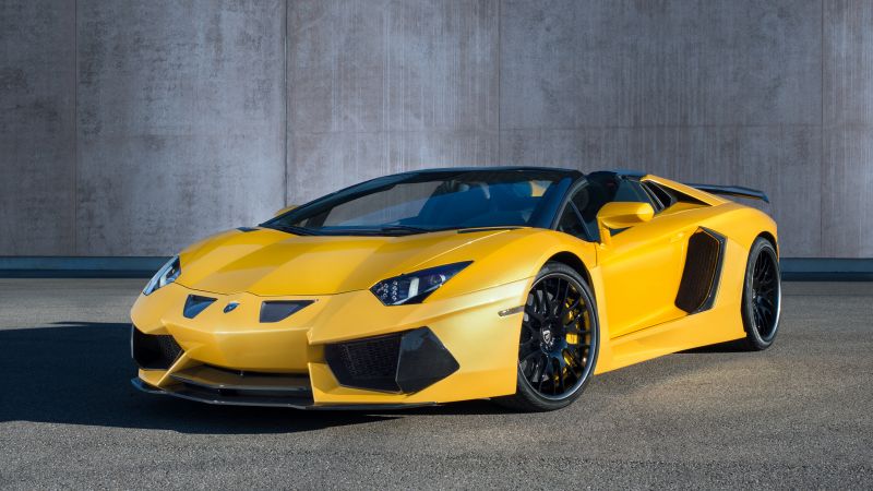 Lamborghini Aventador, roadster, yellow, limited, special edition (horizontal)