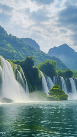 waterfall, 4k, HD wallpaper, Beautiful Dry Nur, Vietnam (vertical)