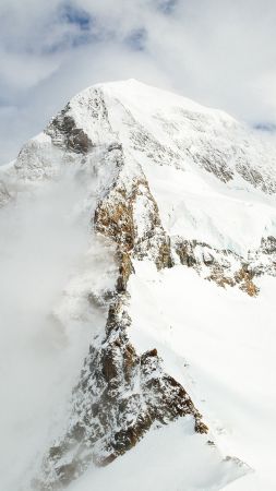 snow mountains, 4k, HD wallpaper, snow, winter (vertical)