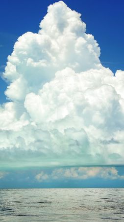 cumulus clouds, 4k, HD wallpaper, sky, sea (vertical)