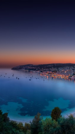 Monako, 4k, HD wallpaper, French Riviera, night, sunset, sea, lake, ocean, forest, sky (vertical)