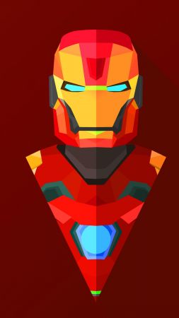 Iron Man, abstract, low poly, minimalism, 4k, 5k, iphone wallpaper (vertical)