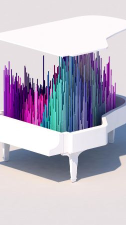 piano, 4k, 5k, iphone wallpaper, low poly, abstract, minimalism (vertical)