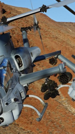 Viper, AH-1Z, Bell, attack helicopter, U. S. Marine, Zulu Cobra, flight, mountain (vertical)