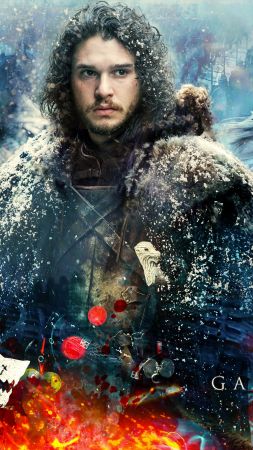 Game of Thrones Season 7, Jon Snow, Daenerys Targaryen, Kit Harington, Emilia Clarke, TV Series, 4k (vertical)