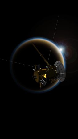 Saturn, Cassini Probe, 4k (vertical)